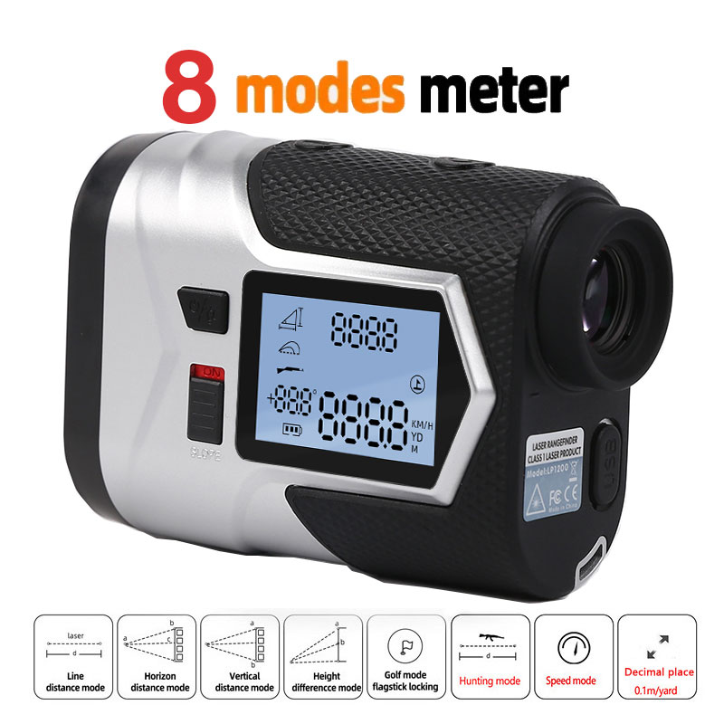 Golf Rangefinder Laser Slope - 8 โหมด ชาร์จไฟได้ พร้อมสวิตช์ปรับความชัน ปรับระยะสั่นได้ พร้อมระบบล็อค