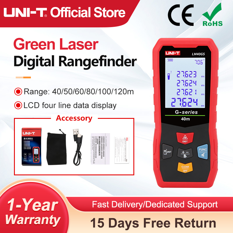 Laser Distance Meter 100M - เครื่องวัดระยะด้วยเลเซอร์สีเขียว UNI-T รุ่น LM-GS 40m 50m