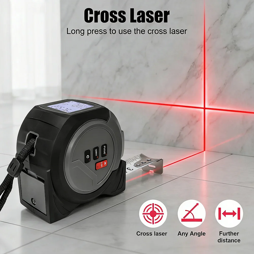 Digital Tape Measure 5M Laser - เครื่องวัดระยะเลเซอร์ WENMEICE 40 ม./60 ม. เทปวัดระยะแบบดิจิตอล