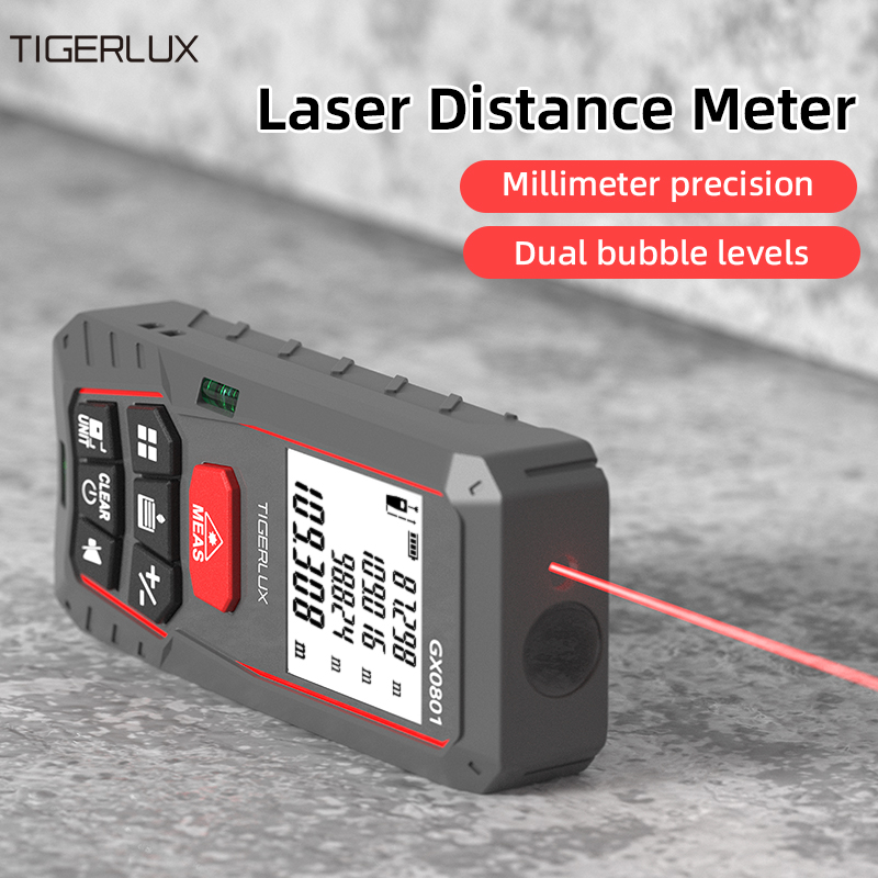 Laser Distance Meter With Bubble Level - TIGERLUX GX0801 เครื่องวัดระยะด้วยเลเซอร์แบบมือถือ ระยะ 60 เมตร