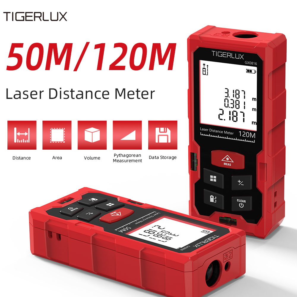 Laser Distance Meter With Bubble Level - เครื่องวัดระยะด้วยเลเซอร์ 50M 120M มีให้เลือกสองรุ่น วัดระยะ พื้นที่