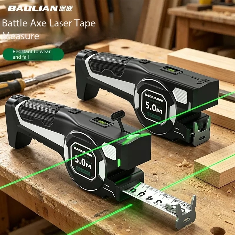 Digital Tape Measure 5M Laser - เครื่องวัดระยะเลเซอร์อินฟราเรดแบบดิจิตอลสามในหนึ่งเดียว พร้อมตลับเมตรเหล็ก 5 เมตร ความแม่นยำสูง สำหรับการวัดระยะทาง