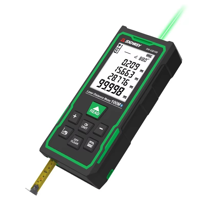 Laser Distance Meter 2 In 1 Tape - SW-GB เครื่องวัดระยะ/พื้นที่/ปริมาตร/พีทาโกรัส 2-in-1 พร้อมสายวัด