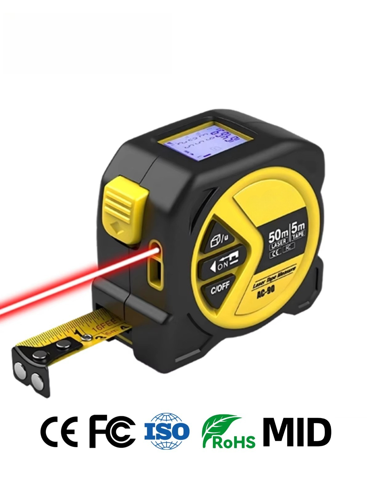 Laser Distance Meter 2 In 1 Tape - เครื่องวัดระยะเลเซอร์ 2-in-1 แบบขายส่ง 5 ม./50 ม.