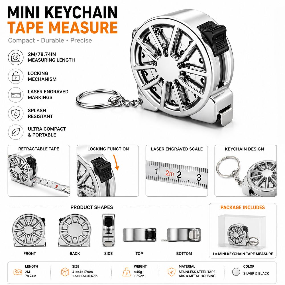 เทปวัดระยะแบบพวงกุญแจ 2 เมตร พ - Mini Laser Measure Keychain บทวิจารณ์และราคา