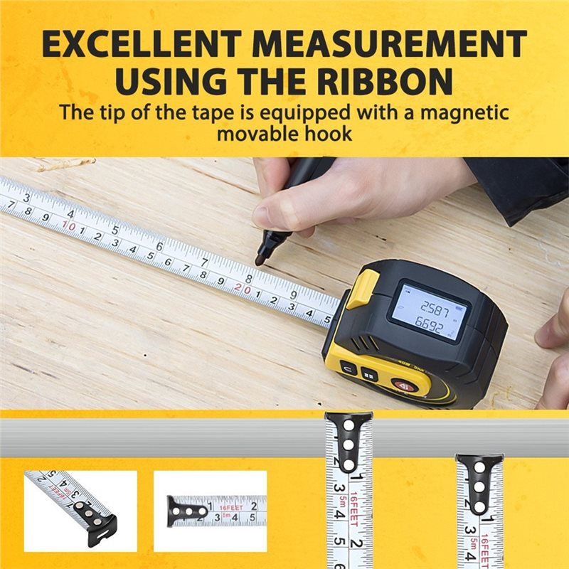 เครื่องวัดระยะเลเซอร์แบบพรีเมี - Laser Distance Meter 2 In 1 Tape บทวิจารณ์และราคา