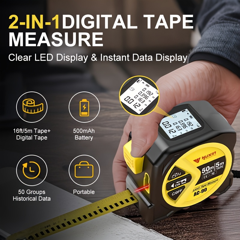 เครื่องวัดระยะด้วยเลเซอร์，จอแส - Digital Tape Measure 5M Laser บทวิจารณ์และราคา