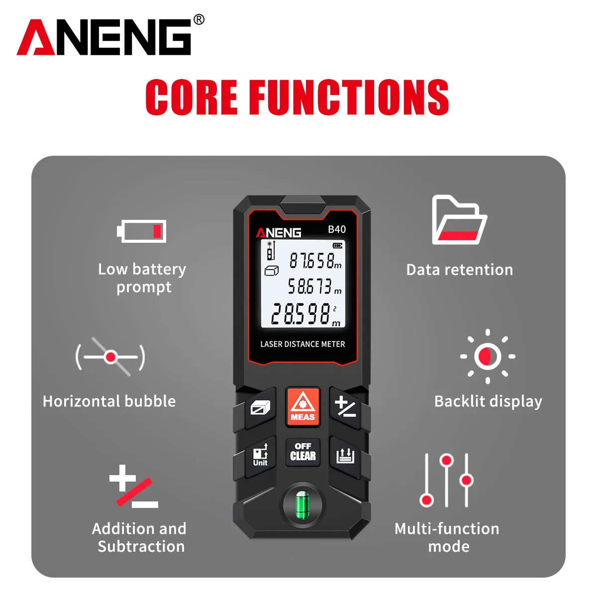 ANENG B40 B60 B80 B100 เครื่อง - Laser Measure Area Volume Calculator บทวิจารณ์และราคา