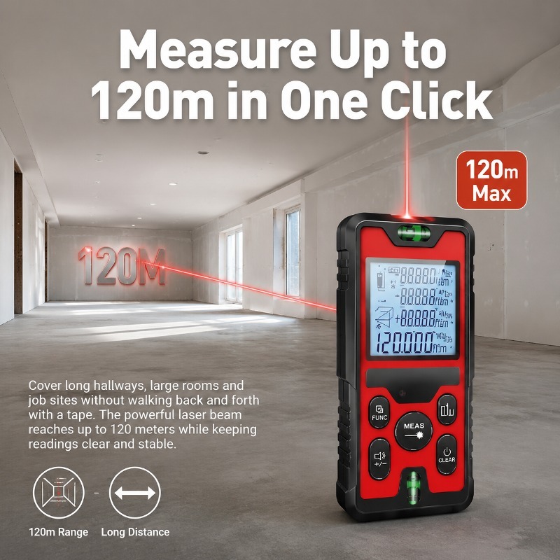เครื่องวัดระยะด้วยเลเซอร์ 120  - Laser Distance Meter With Bubble Level บทวิจารณ์และราคา