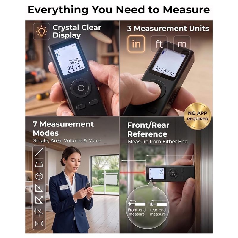 WORTHOWN-เครื่องวัดระยะดิจิตอล - Mini Laser Measure Keychain บทวิจารณ์และราคา