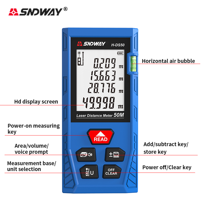 SNDWAY H-DS50 เครื่องวัดระยะด้ - Laser Measure Area Volume Calculator บทวิจารณ์และราคา