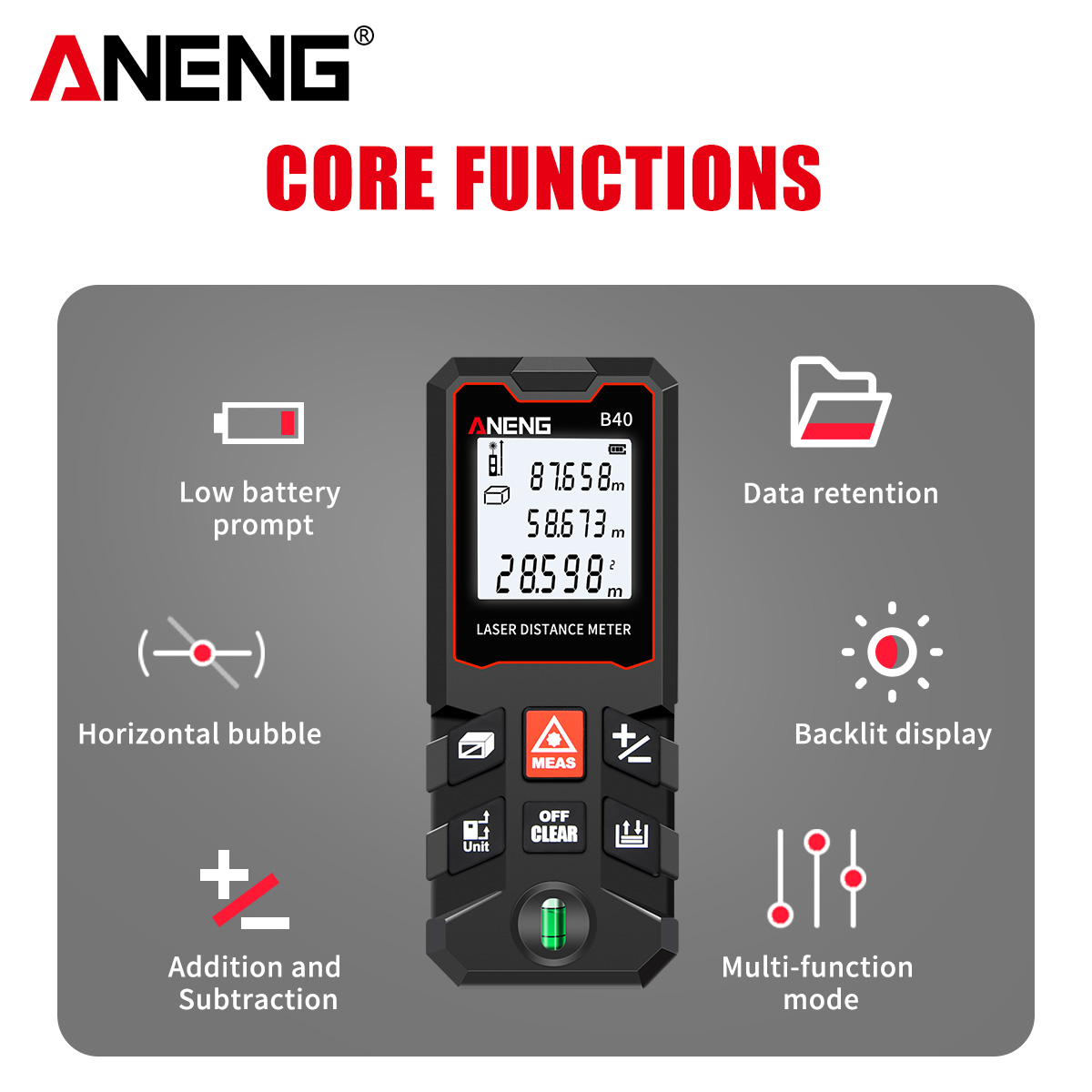 ANENG B40 B60 B80 B100 เครื่อง - Laser Measure Area Volume Calculator บทวิจารณ์และราคา
