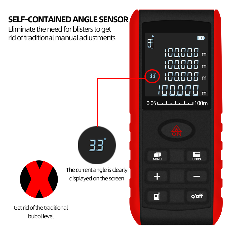 เครื่องวัดระยะด้วยเลเซอร์แบบมื - Laser Distance Meter 100M บทวิจารณ์และราคา