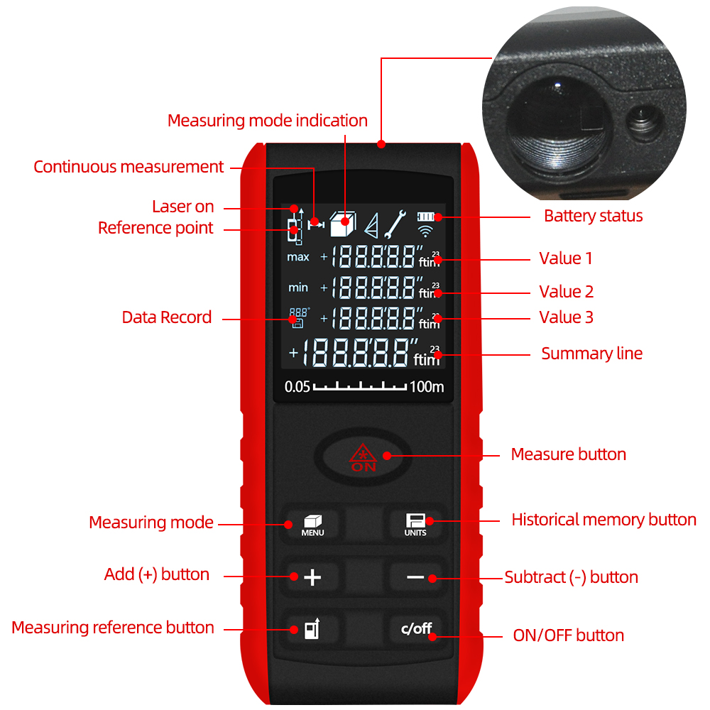 เครื่องวัดระยะด้วยเลเซอร์แบบมื - Laser Distance Meter 100M บทวิจารณ์และราคา
