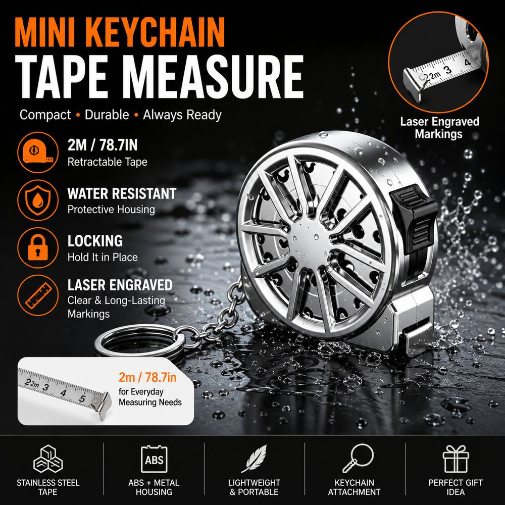 สายวัดขนาดพวงกุญแจ 2 เมตร โลหะ - Mini Laser Measure Keychain บทวิจารณ์และราคา