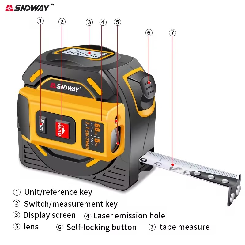 เครื่องวัดระยะทางดิจิตอล SNDWA - Laser Distance Meter 2 In 1 Tape บทวิจารณ์และราคา