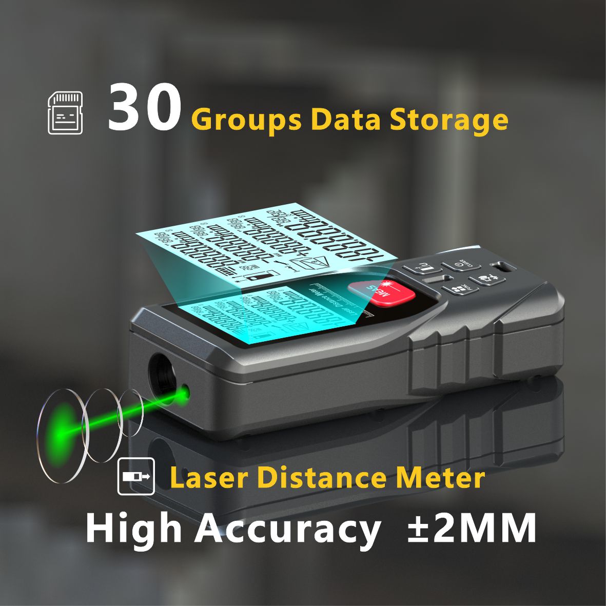 เลเซอร์เมตรแสงเลเซอร์สีเขียวเท - Laser Distance Meter With Bubble Level บทวิจารณ์และราคา