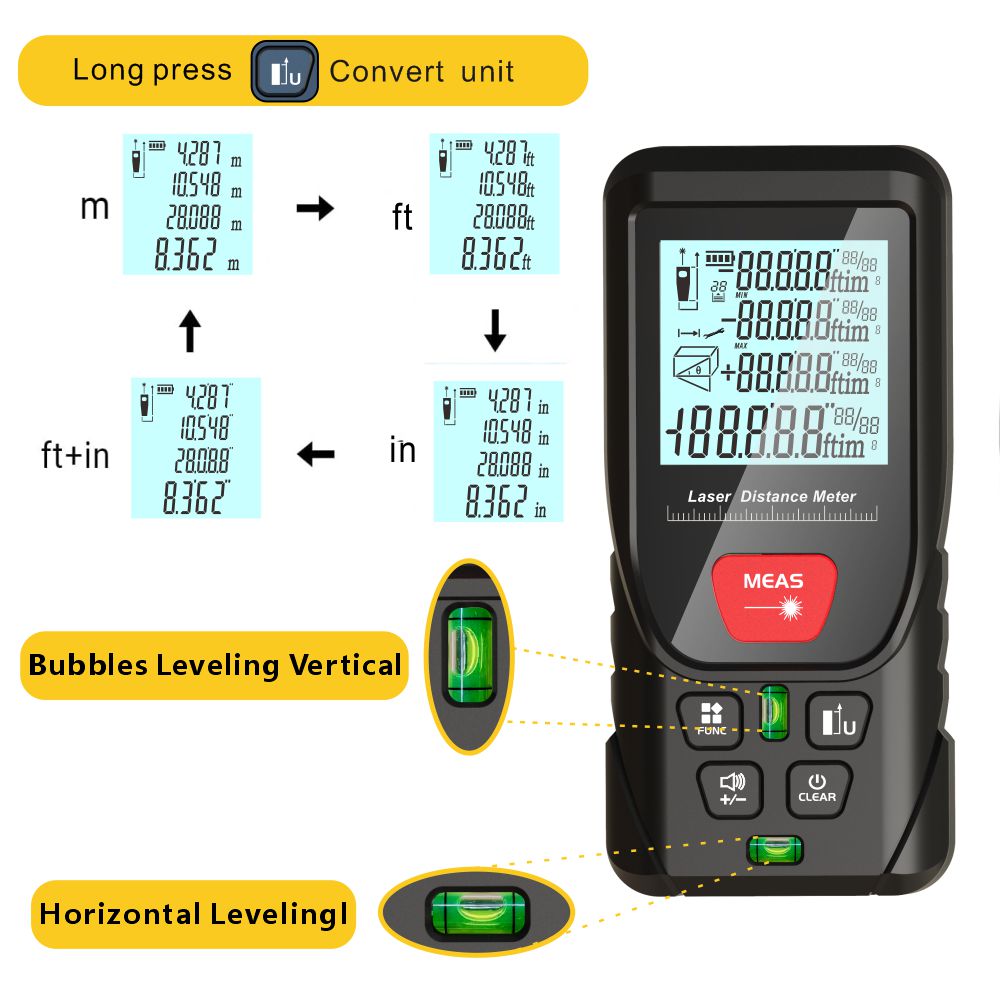 เลเซอร์เมตรแสงเลเซอร์สีเขียวเท - Laser Distance Meter With Bubble Level บทวิจารณ์และราคา