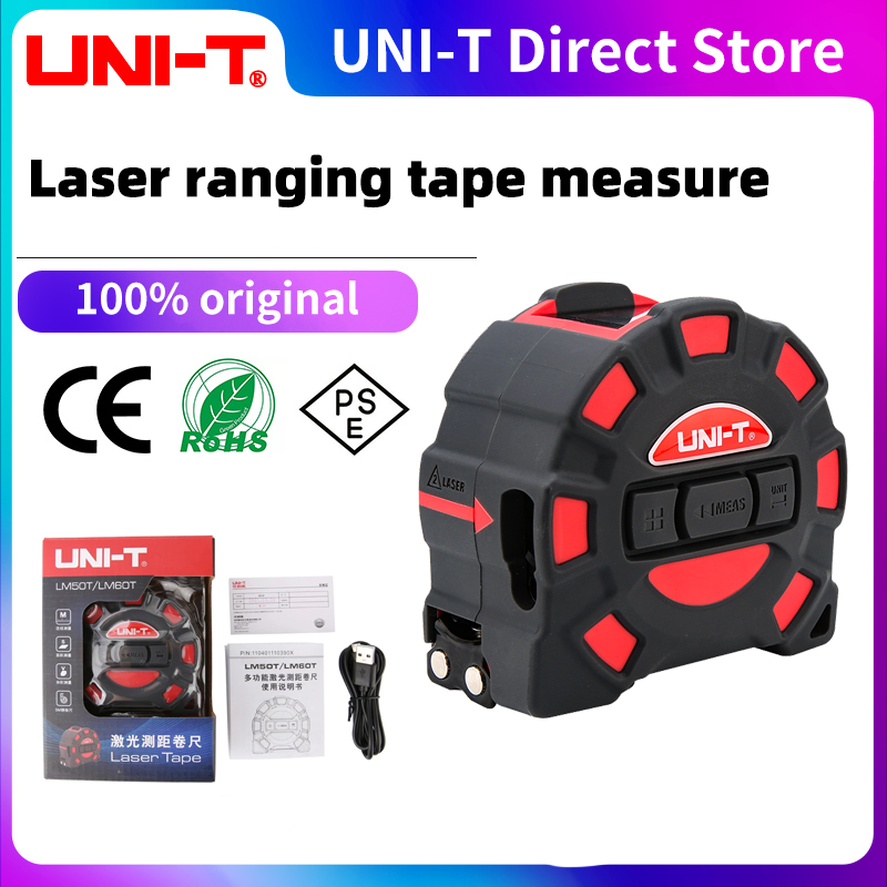 UNI-T LM50T LM60T เครื่องวัดระ - Laser Distance Meter 2 In 1 Tape บทวิจารณ์และราคา